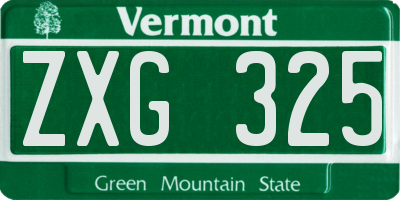 VT license plate ZXG325
