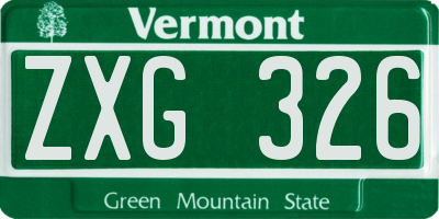 VT license plate ZXG326