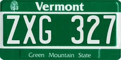VT license plate ZXG327