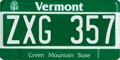 VT license plate ZXG357