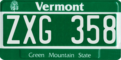 VT license plate ZXG358