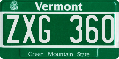 VT license plate ZXG360