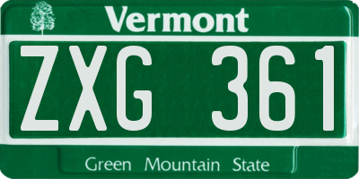 VT license plate ZXG361