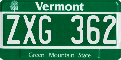 VT license plate ZXG362
