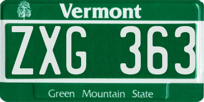 VT license plate ZXG363
