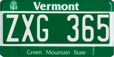 VT license plate ZXG365