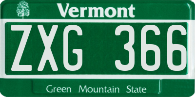 VT license plate ZXG366
