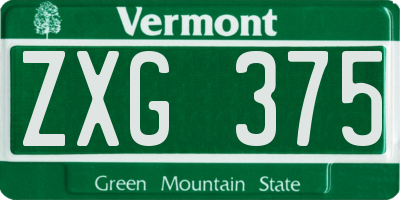 VT license plate ZXG375
