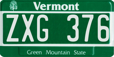 VT license plate ZXG376