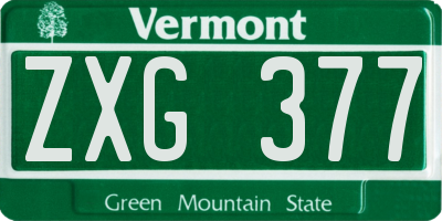 VT license plate ZXG377