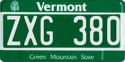 VT license plate ZXG380