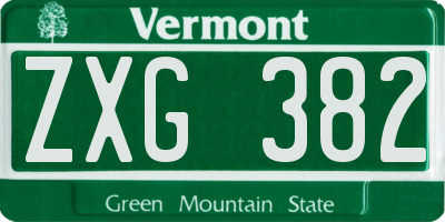 VT license plate ZXG382