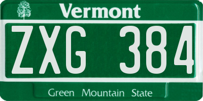 VT license plate ZXG384