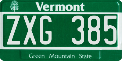 VT license plate ZXG385