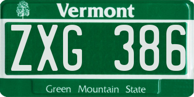 VT license plate ZXG386