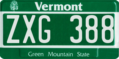 VT license plate ZXG388