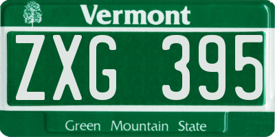 VT license plate ZXG395