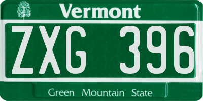 VT license plate ZXG396