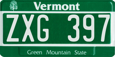 VT license plate ZXG397