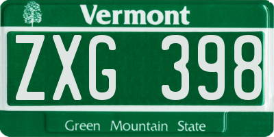 VT license plate ZXG398