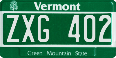 VT license plate ZXG402