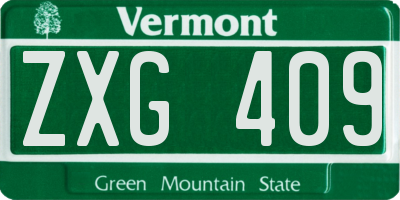 VT license plate ZXG409