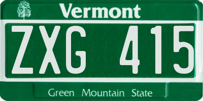 VT license plate ZXG415