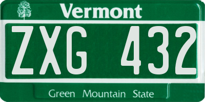 VT license plate ZXG432