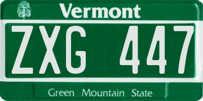 VT license plate ZXG447