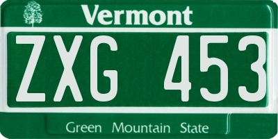 VT license plate ZXG453