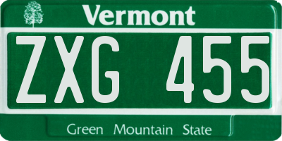 VT license plate ZXG455