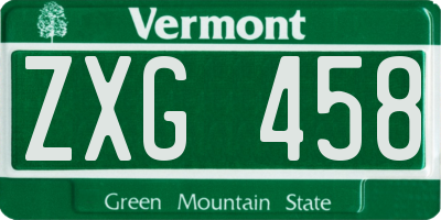 VT license plate ZXG458