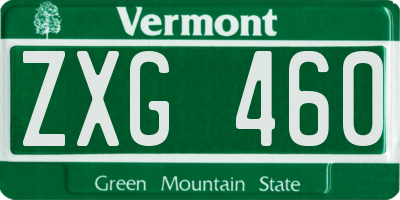 VT license plate ZXG460
