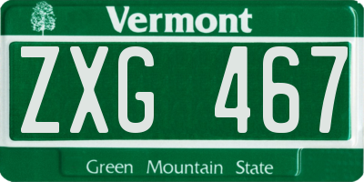VT license plate ZXG467