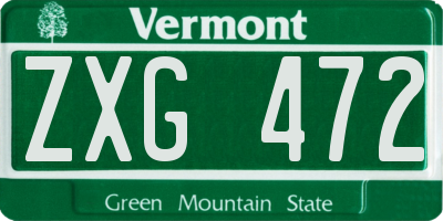 VT license plate ZXG472