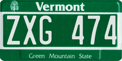 VT license plate ZXG474