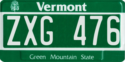 VT license plate ZXG476