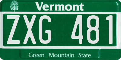 VT license plate ZXG481