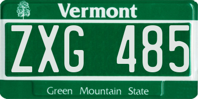 VT license plate ZXG485