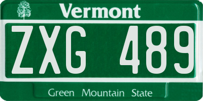 VT license plate ZXG489