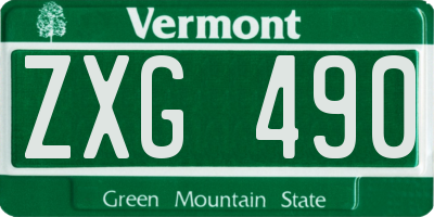 VT license plate ZXG490