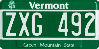 VT license plate ZXG492