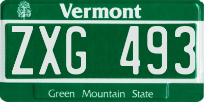VT license plate ZXG493