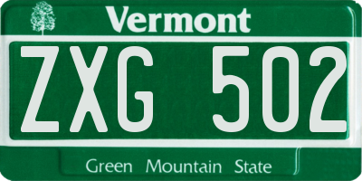 VT license plate ZXG502