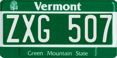 VT license plate ZXG507