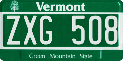 VT license plate ZXG508