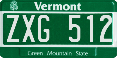 VT license plate ZXG512