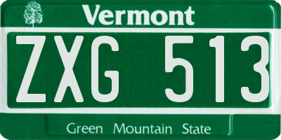 VT license plate ZXG513