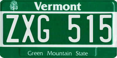 VT license plate ZXG515