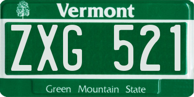 VT license plate ZXG521
